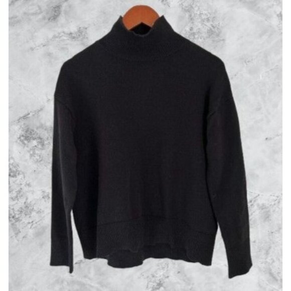 Oak + Fort Black Mock Neck Long Sleeve Knit Sweater Womens S - Picture 1 of 10